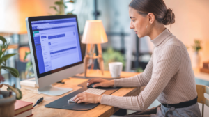 Personne créant son site internet SEO friendly à l'aide du CMS WordPress et WooCommerce grâce à la formation WEB et PAO de formaltic